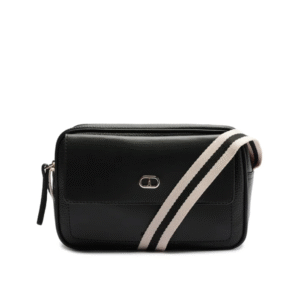 Bolsa Tiracolo Média com bolso frontal preta - AnaCapri