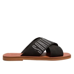 Sandália Rasteira Gorgurão Preto - Santa Lolla