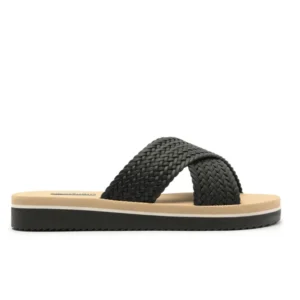 Chinelo Tiras Cruzadas Pop Flatform Preta - AnaCapri