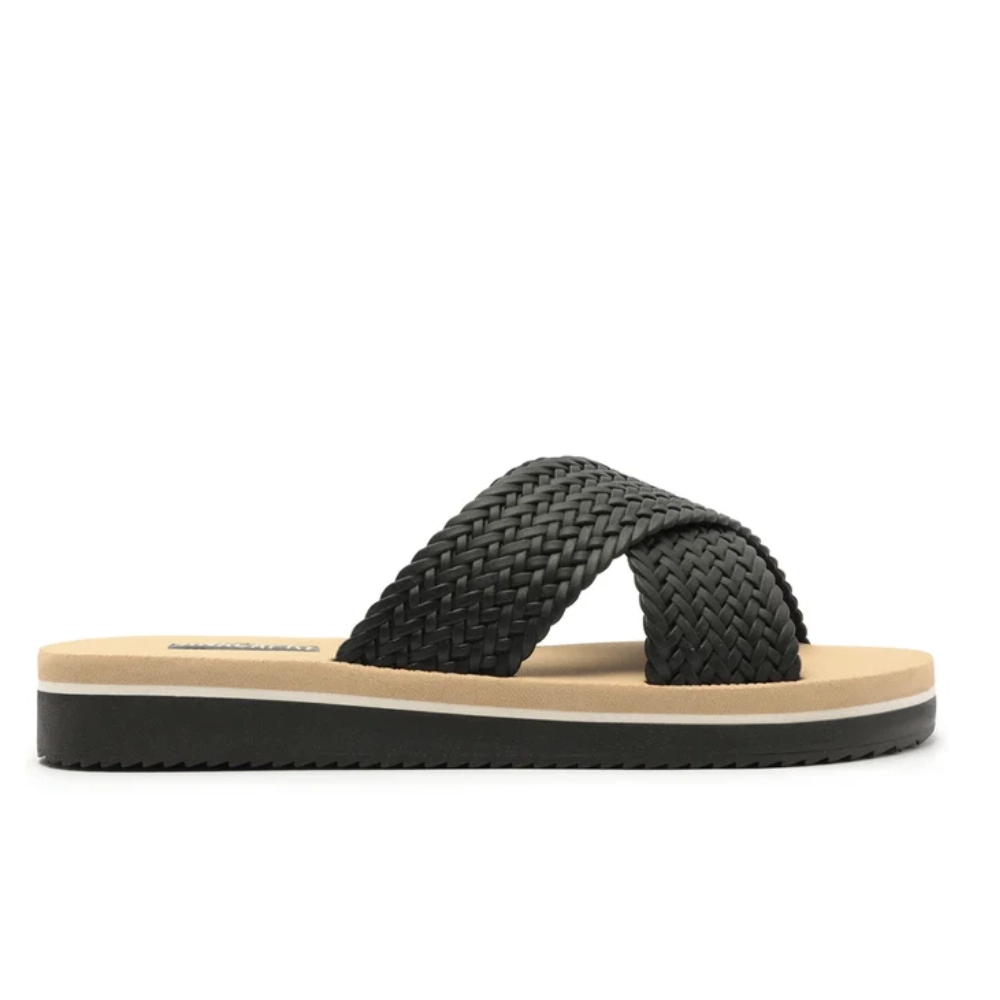 Chinelo Tiras Cruzadas Pop Flatform Preta - AnaCapri